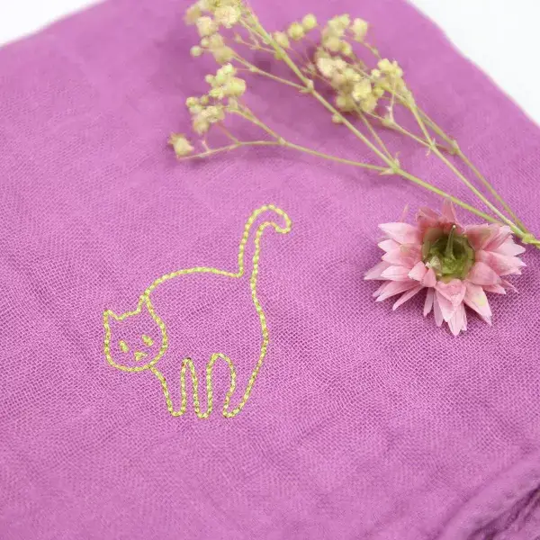 BARNABÉ AIME LE CAFÉ - Wholesale Inbakerdoek - Baby - Dubbelzijdige mousseline katoenen geborduurde babydoek5