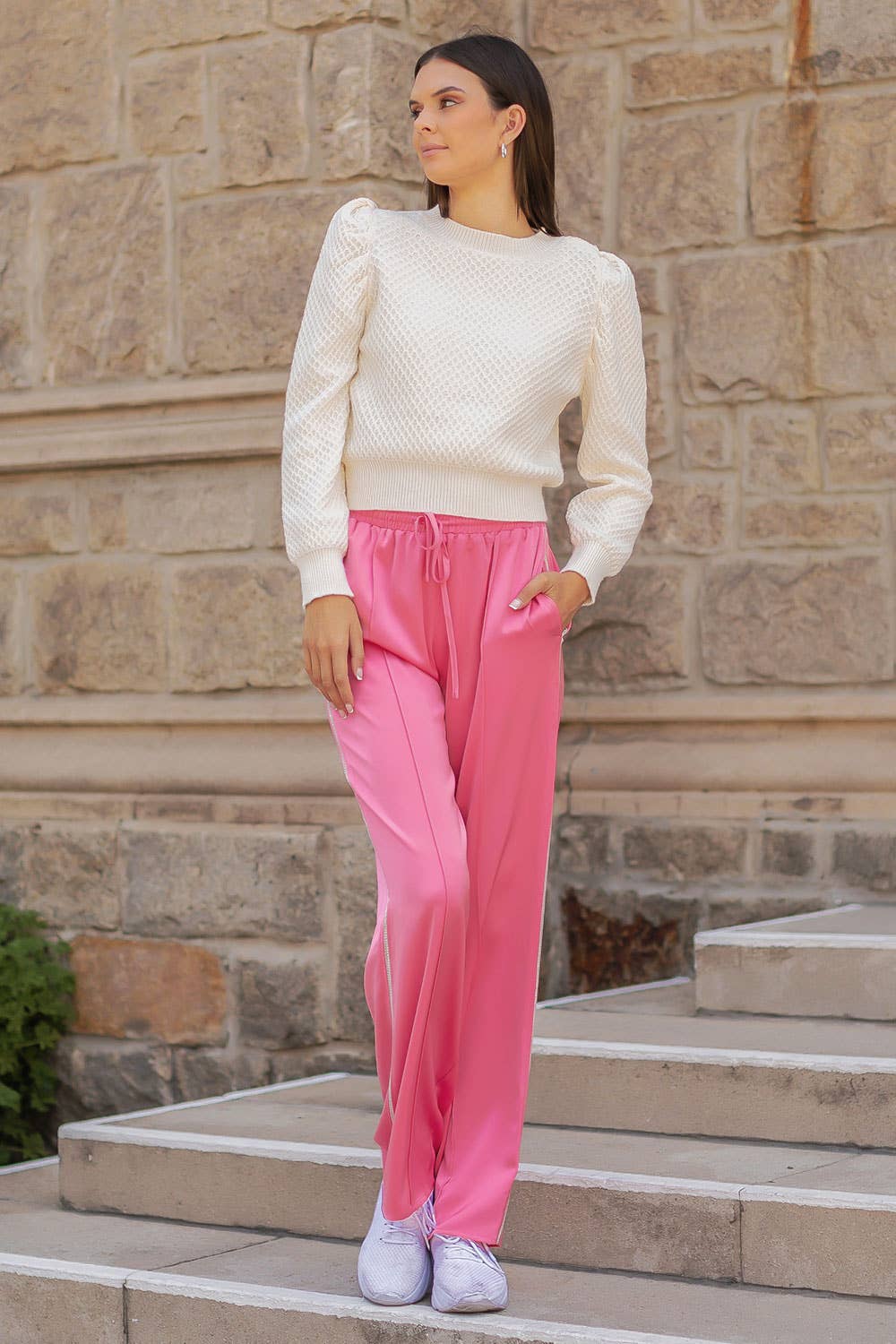 Strut & Bolt - Wholesale Pants - Women's - Rhinestone Trim Satin Track Pants14