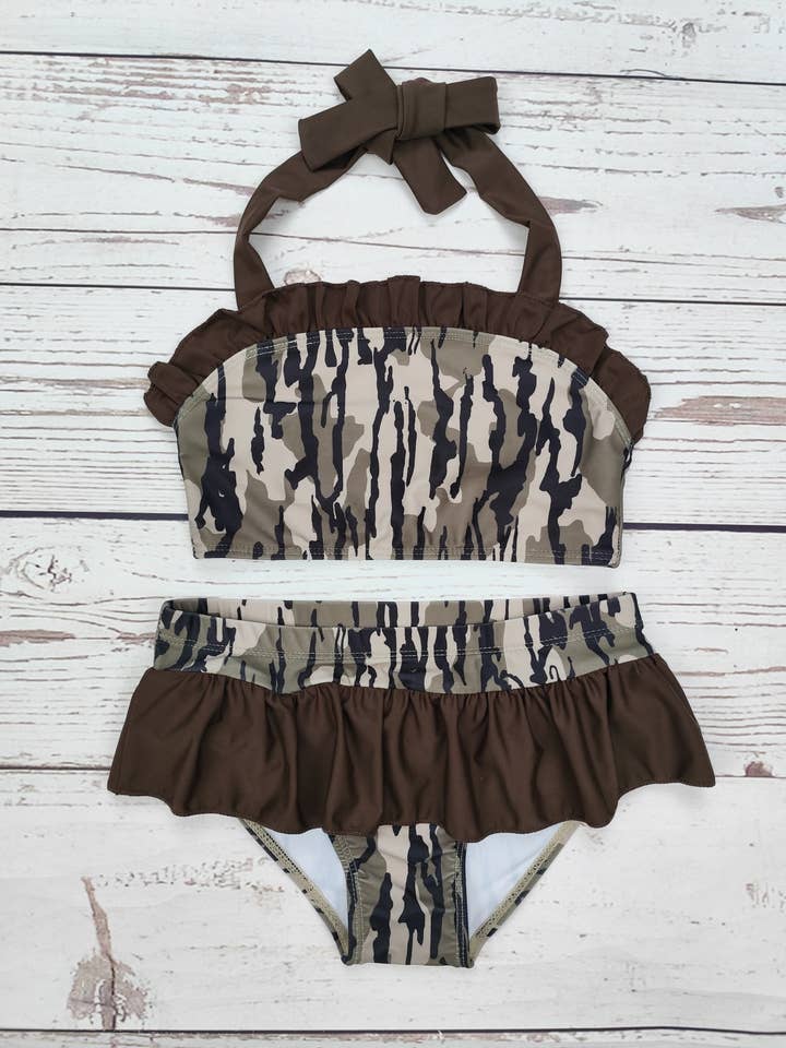 Camouflage Printed Two Piece Ruffle Swimwear for wholesale by sassy kids palace
