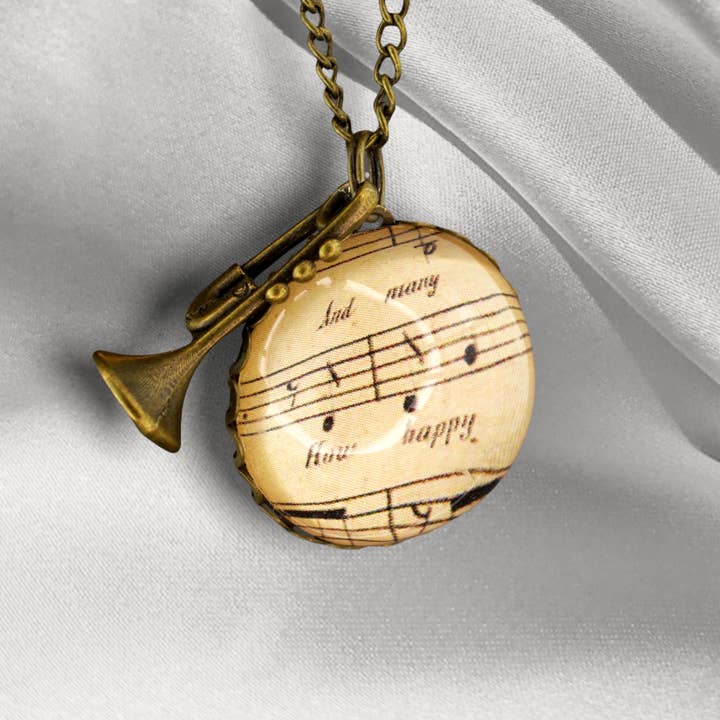 MadamLili - Wholesale Halskettinghanger - Bronzen ketting in vintage stijl met trompet hanger