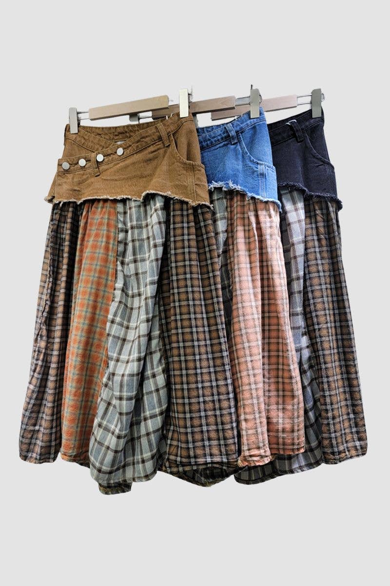 Mccolin – wholesale Skirt – Women’s – Button-Accented Plaid Skirt5