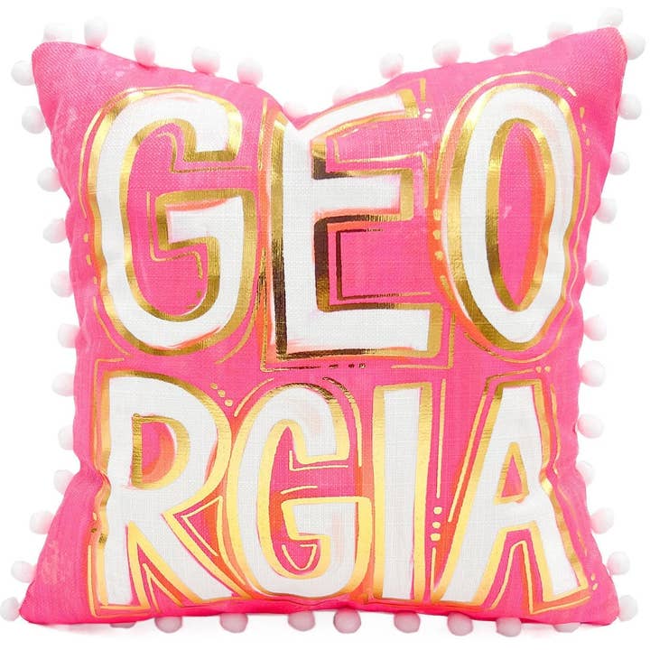 Gold Foil Pink Georgia Pillow for wholesale by Rachel Brooks Design, LLC