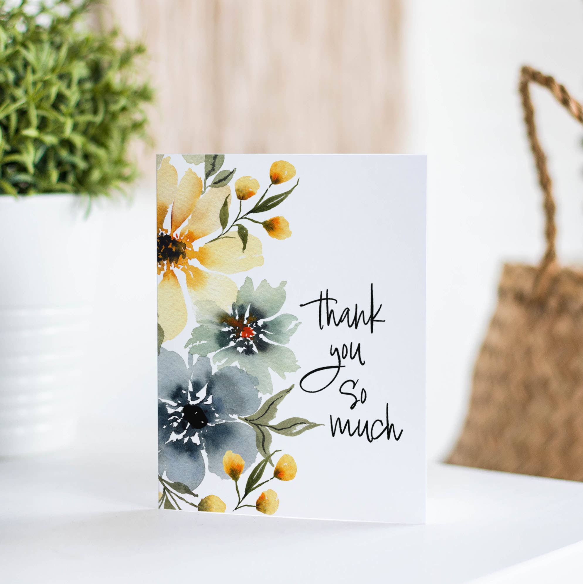 Petals by Priya Watercolor Designs - Wholesale Thank You Card - A2 Floral Watercolor Thank You So Much Card with Envelope2