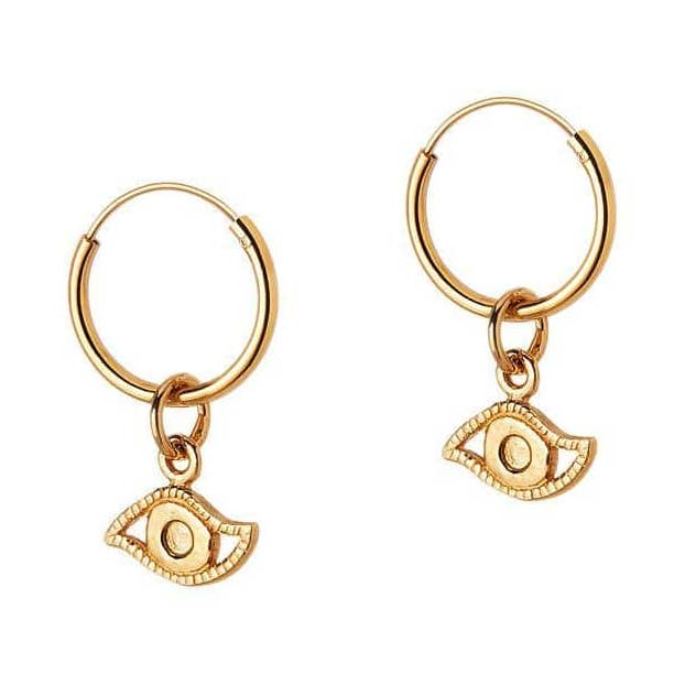 Gold Plated Hoop Earrings with Eye 12 MM for wholesale by Juulry