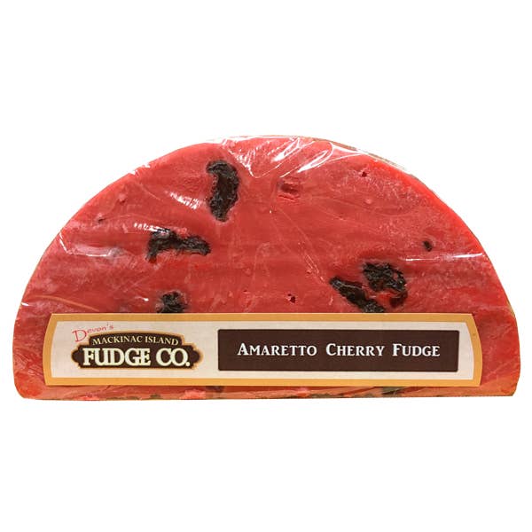 Amaretto Cherry Fudge 5.5oz for wholesale by Devons Mackinac Island Fudge