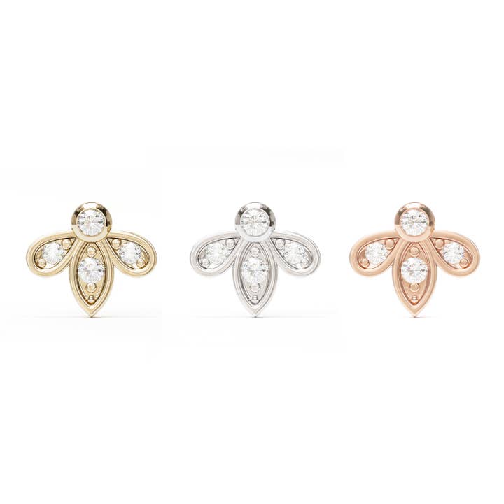 Punta sin rosca con forma de loto con forma de diamante en oro de 14 quilates para venta al por mayor de Umanative Design