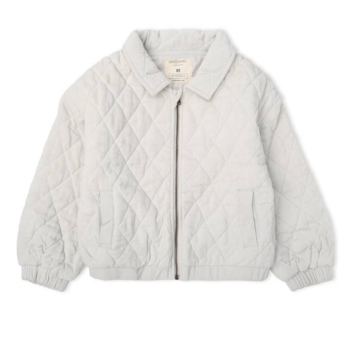 Organic Quilted Bomber Corduroy Jacket - Grey for wholesale by Makemake Organics
