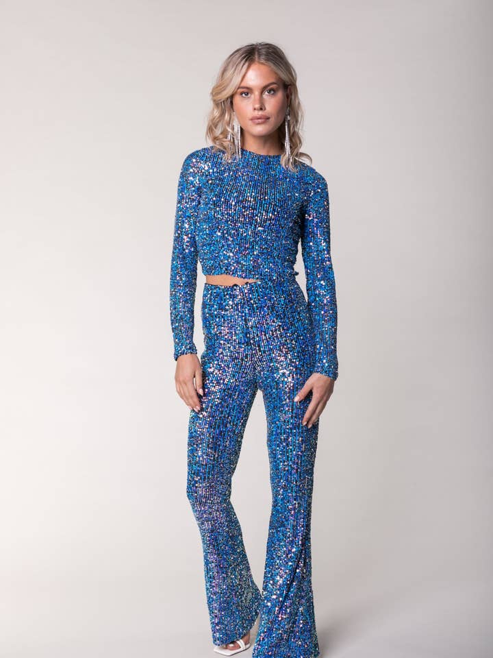 River paliettop med lange ærmer | Mellemrosa for engroshandel hos Colourful Rebel