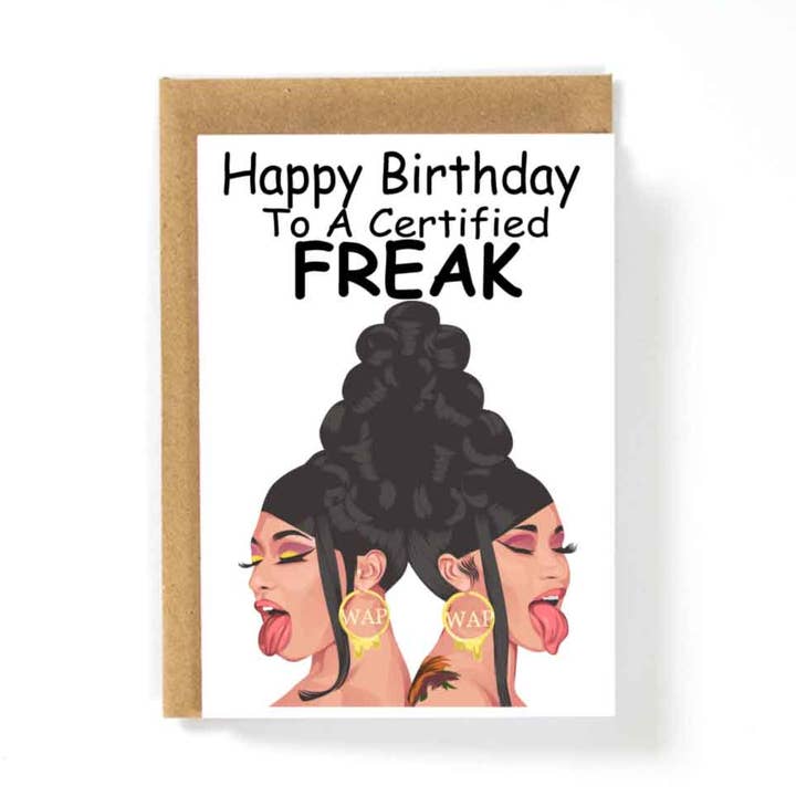 Cardi B WAP Megan Thee Stallion Happy Birthday Freak Card for wholesale by HotAvocado.com
