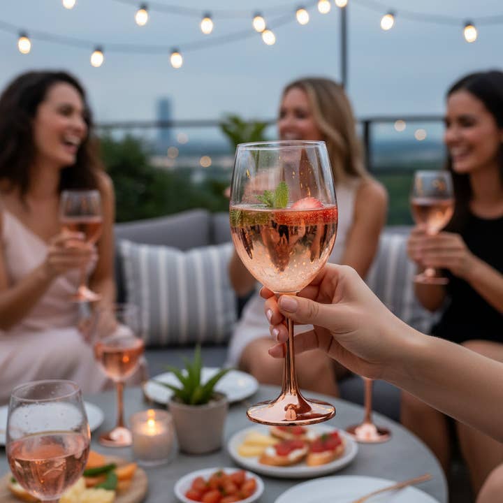 Kadra Kitchenware - Vente Verres à vin - Vikko Decor - Verre à eau ombré en or rose, 14 oz2