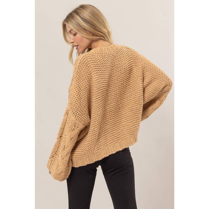 HYFVE - Wholesale Knit Sweater - Women's - HF25A269-Cable Knit Oversized Sweater