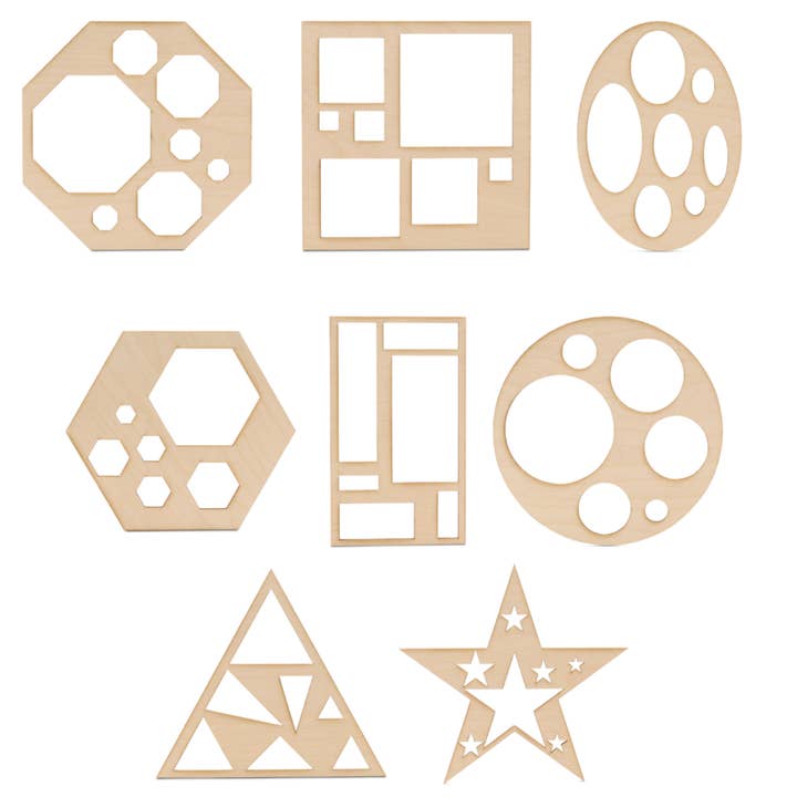 Geometric Stencils, Set of 8 for wholesale by Woodpeckers Crafts