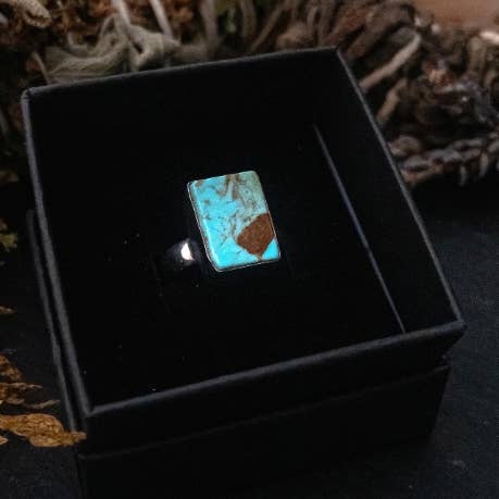 Adjustable Sterling Silver Raw Copper Turquoise Ring for wholesale by Black Sand