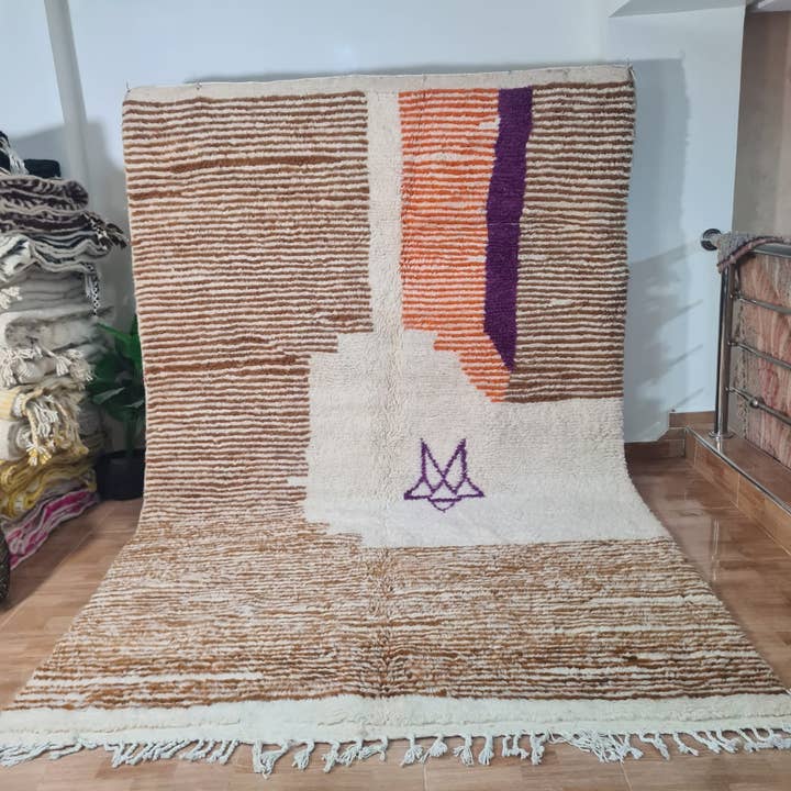 Autentisk håndknyttet Beni Ourain uldtæppe 200×300 cm 284 for engroshandel hos Maroccarpets Poufs and pillows wholesale +31648976894