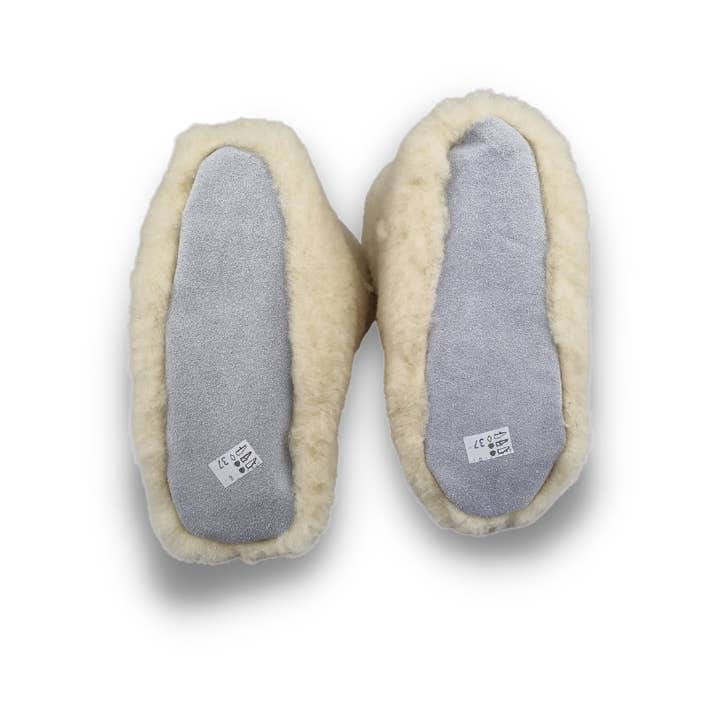 TRAAGOODS.COM - Wholesale Pantoffels - Dames - Sloffen 100% Natuurlijk Wol Wit- Hoog Model4