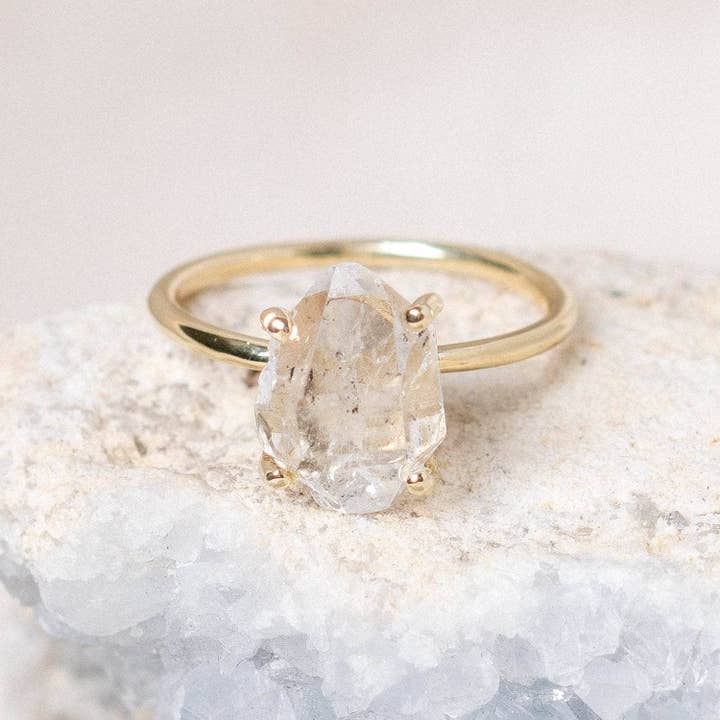 Tiny Rituals - Wholesale Single Stone/Solitaire Ring - Clear Quartz Raw Freeform Gold or Silver Ring2