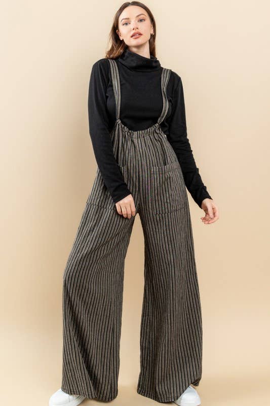 Oddi - Wholesale Jumpsuit - Women's - Wide Leg Stripe Suspender Jumpsuit1
