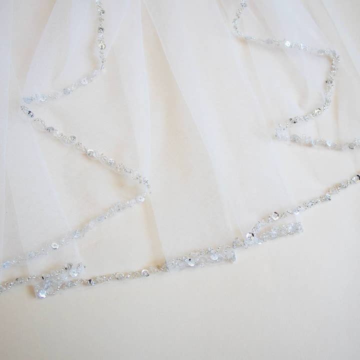 allureweddingjewelry - Wholesale Veil – Women’s - Two Layer or One LayerCrystal Edge Wedding Veil with Blusher4