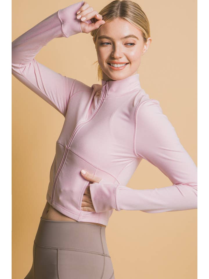 42POPS - Wholesale Jacket - Women's - 1002 Active Mock Neck Full Zip Thumb Hole Jacket w/ Pockets SI-279