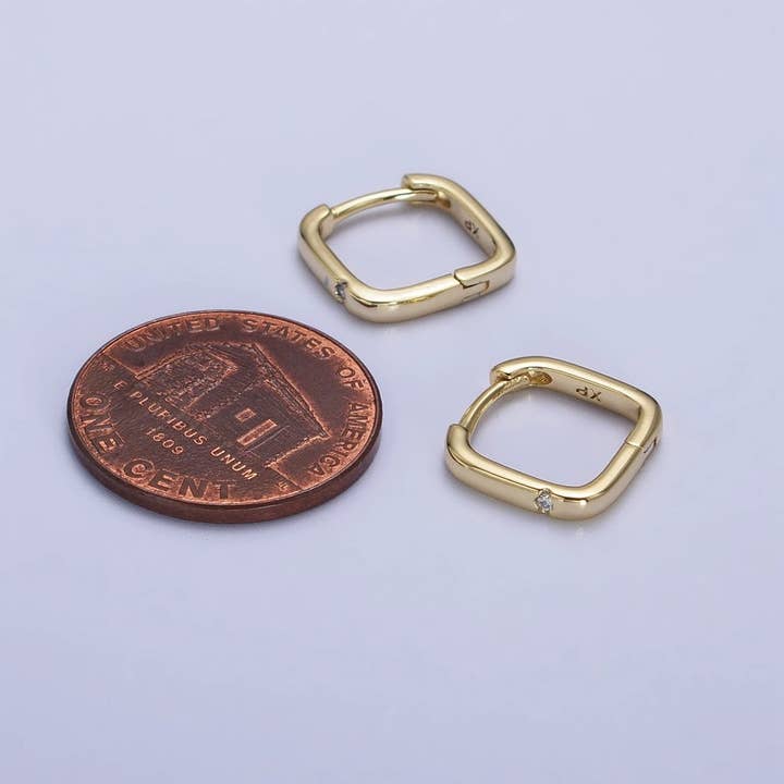 Aim Eternal - Vendita all'ingrosso Orecchini a cerchio - Orecchini a Cerchio squadrati con zirconia cubica trasparente riempiti in oro 14 carati | AB2417