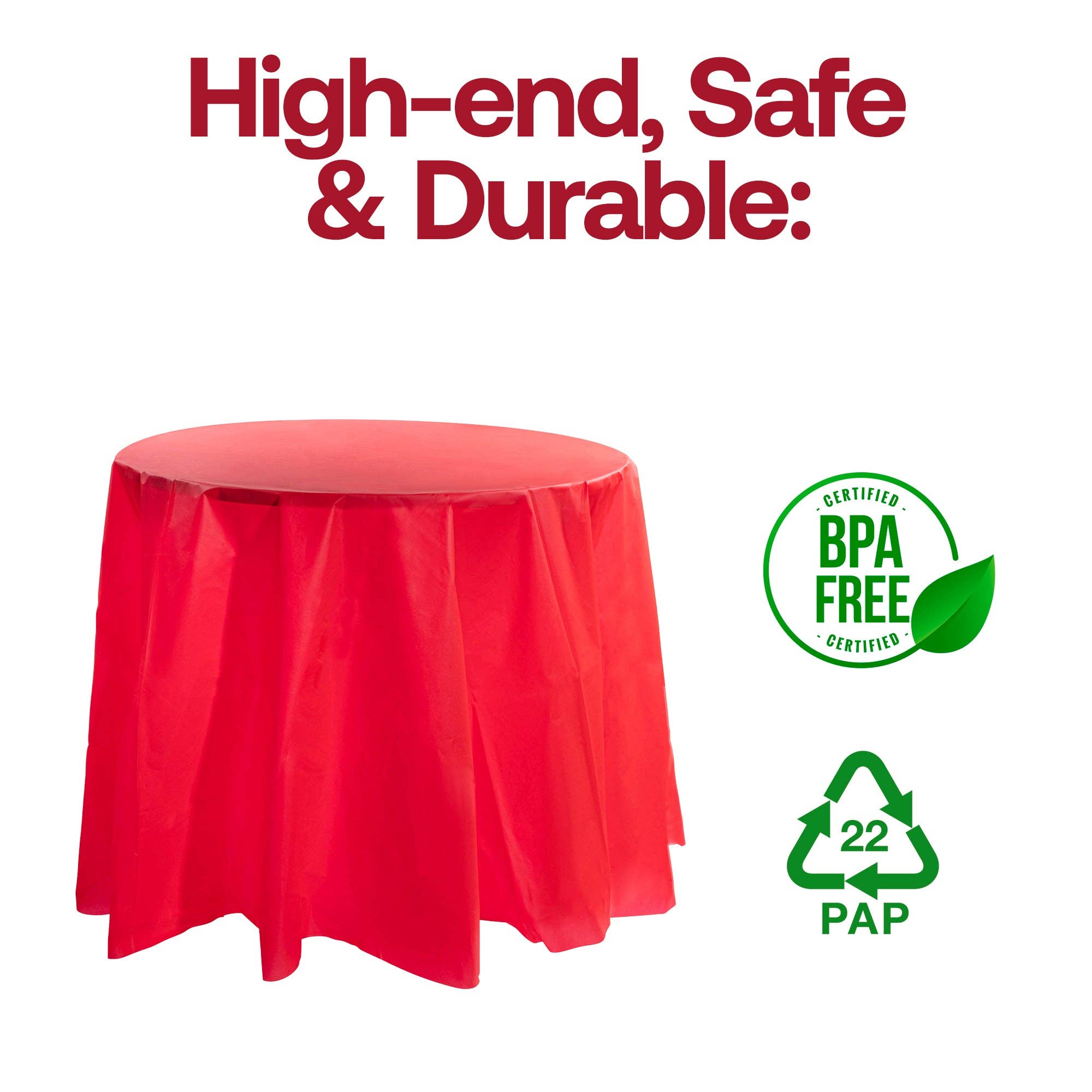 Smarty had a Party - Wholesale Disposable Table Cover/Runner - 84" Red Round Disposable Tablecloth - 1 pc3