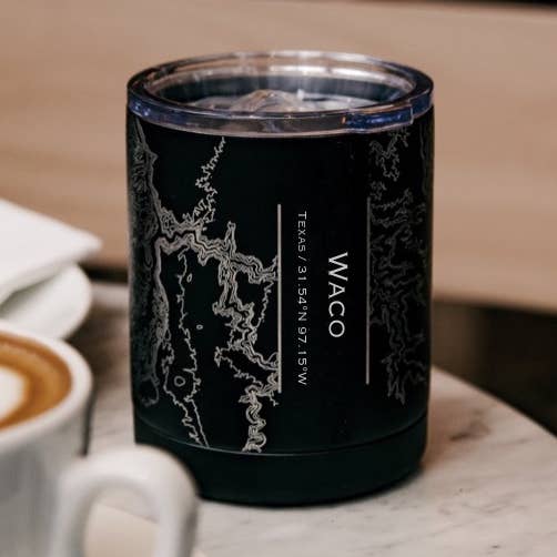 Waco TX Map Insulated Cup in Matte Black for wholesale by JACE.design