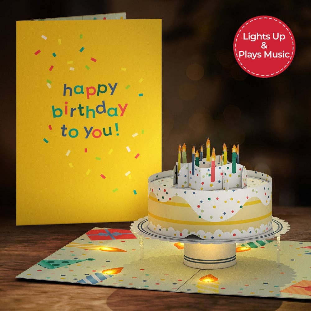 Lovepop Cards - Wholesale Birthday Card - Happy Birthday Confetti Cake Music and Lights Card 5x7"2