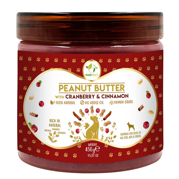 Pawfect Peanut Butter with Cranberry & Cinnamon for Dogs & Puppies | 100% Natural Peanut Butter | No Added Sugar, Salt, Palm Oil | No Sweeteners, No Xylitol | Healthy Dog Treat and other Purchase Wholesale cinnamon and cranberries. Free Returns & Net 60 Terms on Faire trending on Faire.