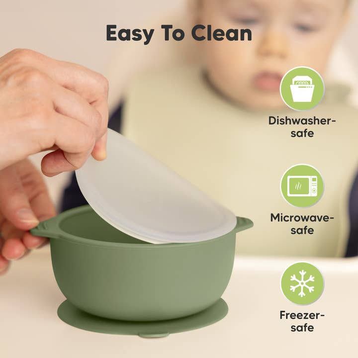 Slate 2-Pack Prep Suction Bowls with Lids, BPA-Free Baby Bowls for wholesale on Faire4