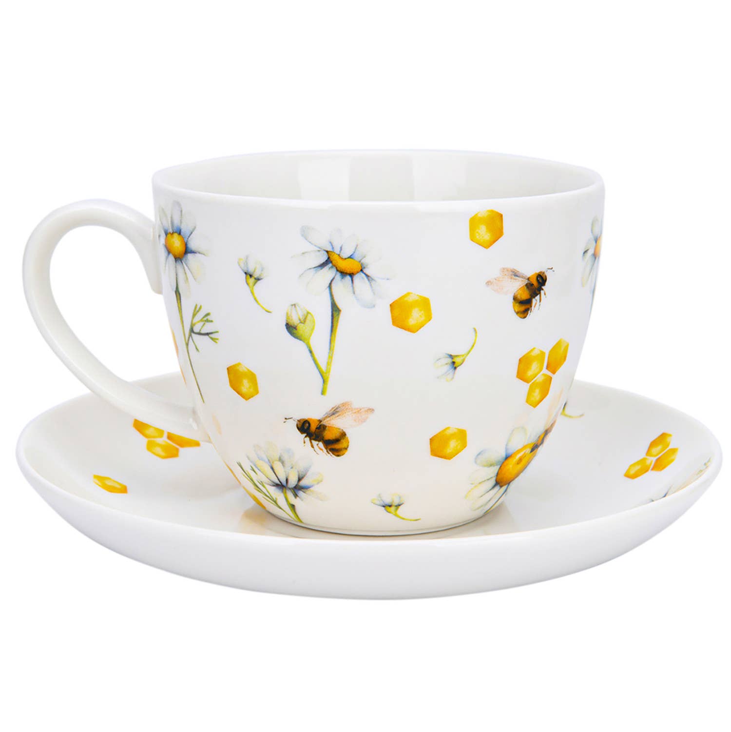 STP - Vente Tasse à café/thé - Tasse à thé en porcelaine avec soucoupe 400ml - Thé au miel3