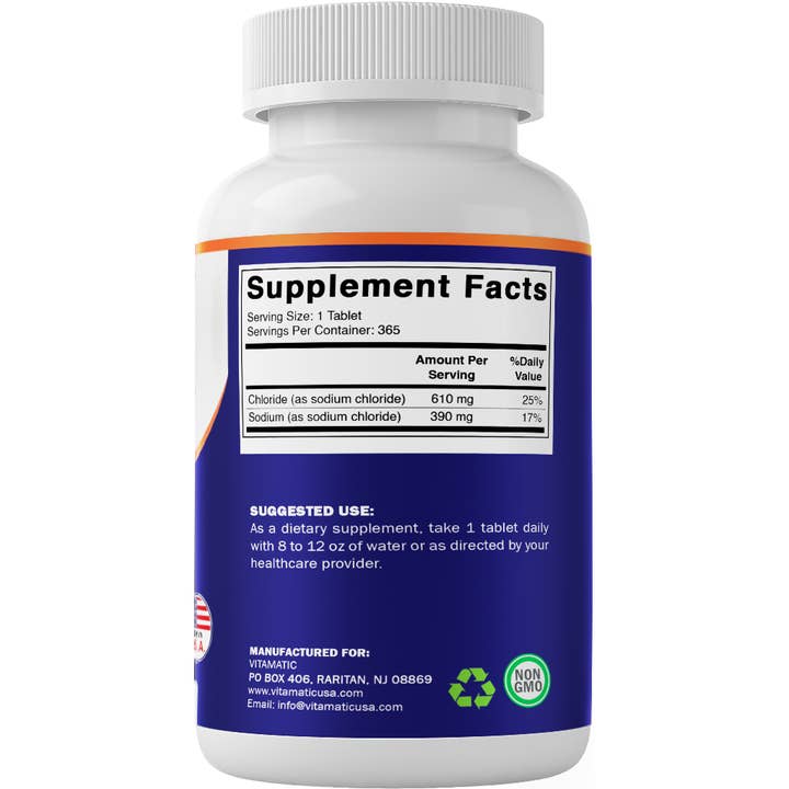 Vitamatic - Wholesale Oral Supplement/Vitamin - Vitamatic Sodium Chloride 1000mg | 365 Tablets