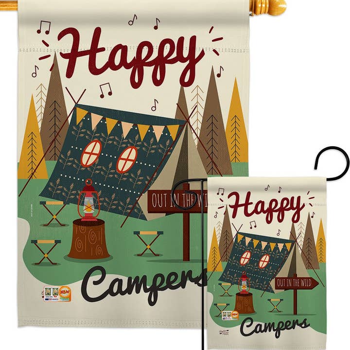 Two Group Flag Co – Bandeira por atacado – Bandeira de decoração de acampamento ao ar livre feliz campistas3