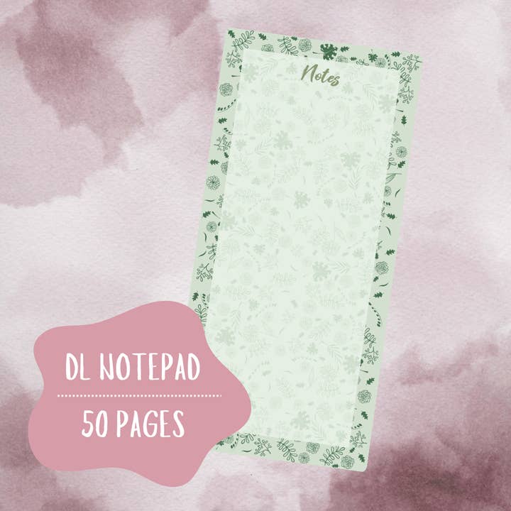 Green Floral DL Notepad for wholesale by Write Your Story