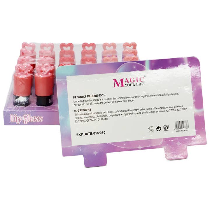 Cap Zone - Wholesale Lip Gloss - Hollow Heart Shades of Red Lip Gloss - 24 pcs2