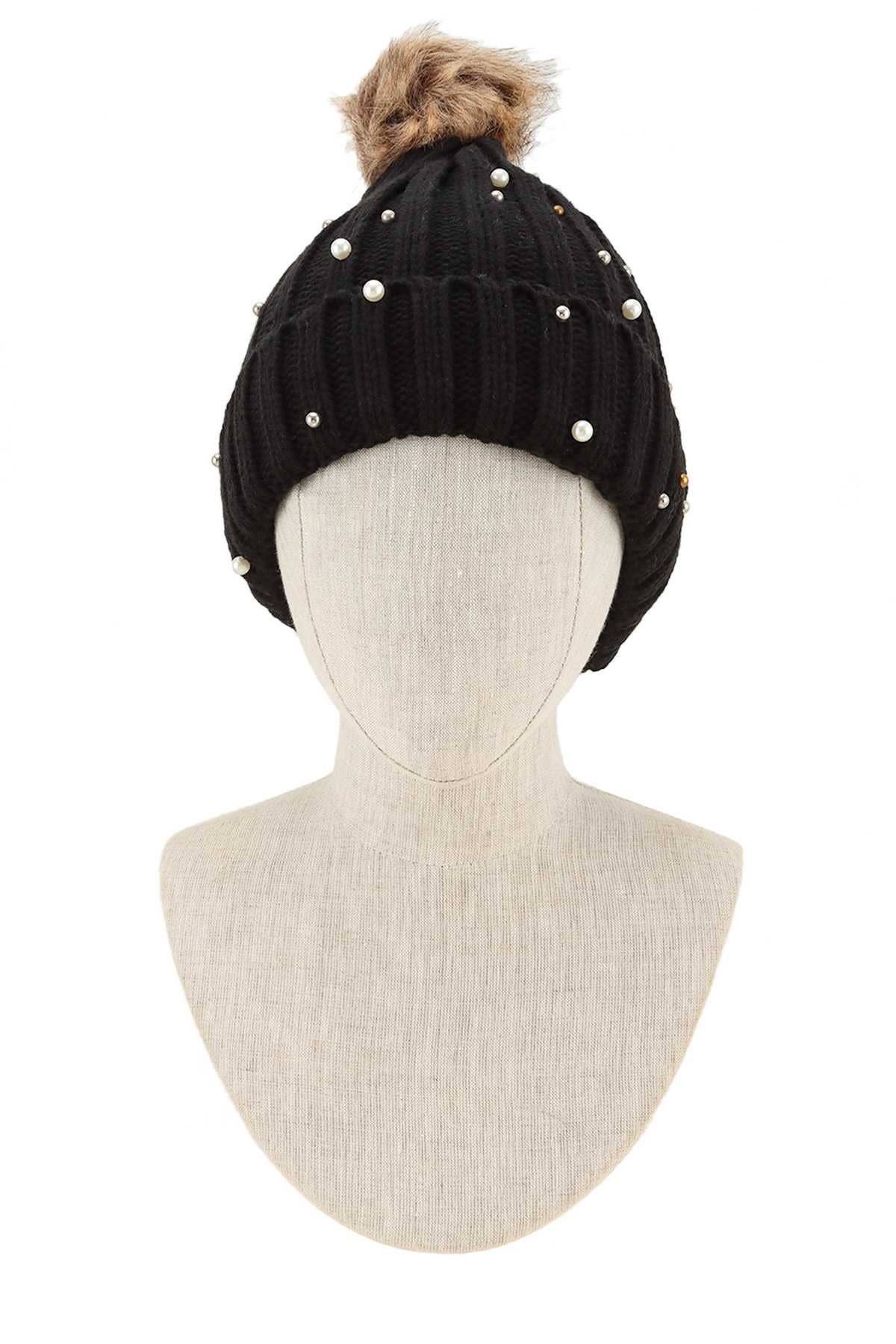 anbfashion - Vendita all'ingrosso Berretto - Donna - Berretto invernale a doppio strato con accento perlato 782