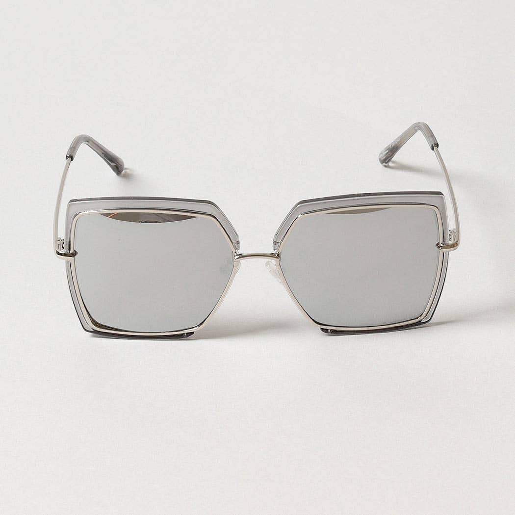  ASSORTED COLOR Women's Oversized Square Mirrored Sunglasses for wholesale on Faire5