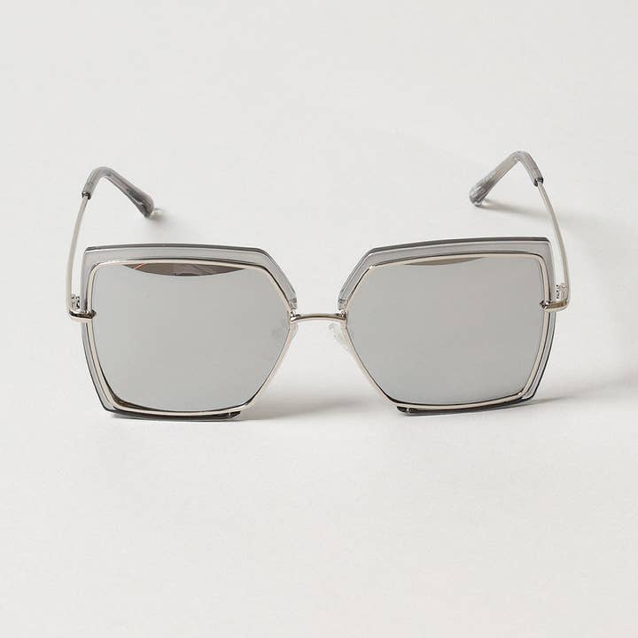 ASSORTED COLOR Women's Oversized Square Mirrored Sunglasses for wholesale on Faire5