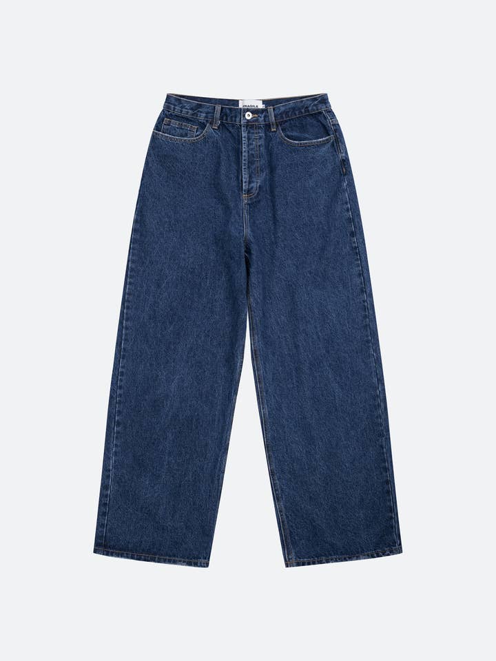 FRAGILE® Calças de Ganga Largas Indigo por atacado de FRGL