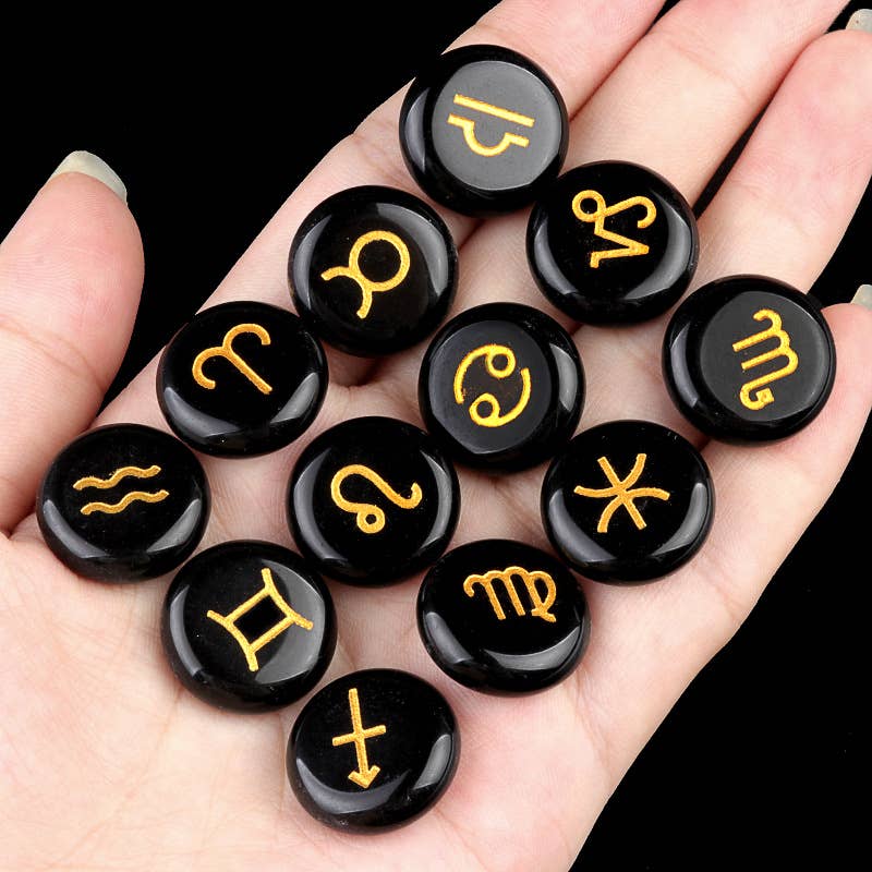 Gemcohub - Wholesale Spiritual Stone/Crystal - 12 Constellation Rune Aura Stone Christmas Gift4