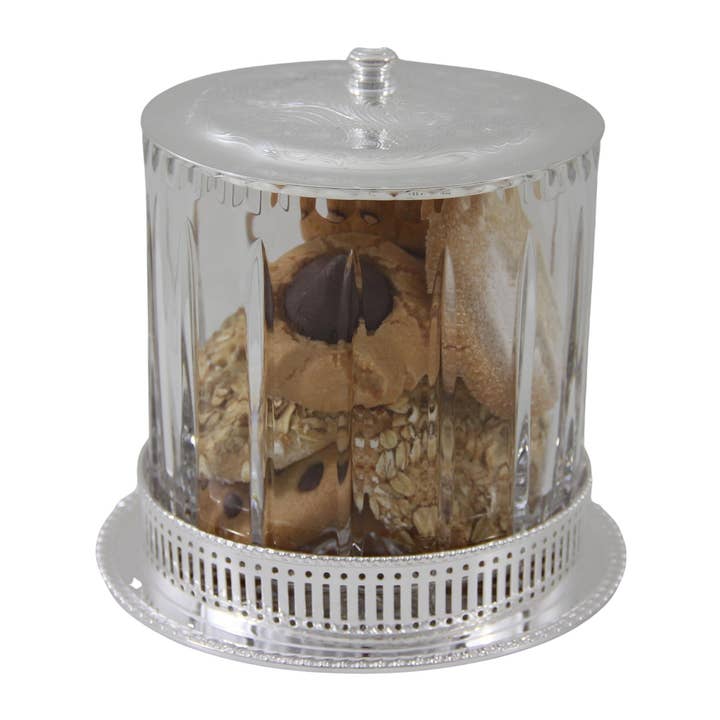 Boîte à biscuits en cristal percé et assiette en argent. NUMÉRO DE RÉFÉRENCE : C3549. pour la vente par Corbell Silver