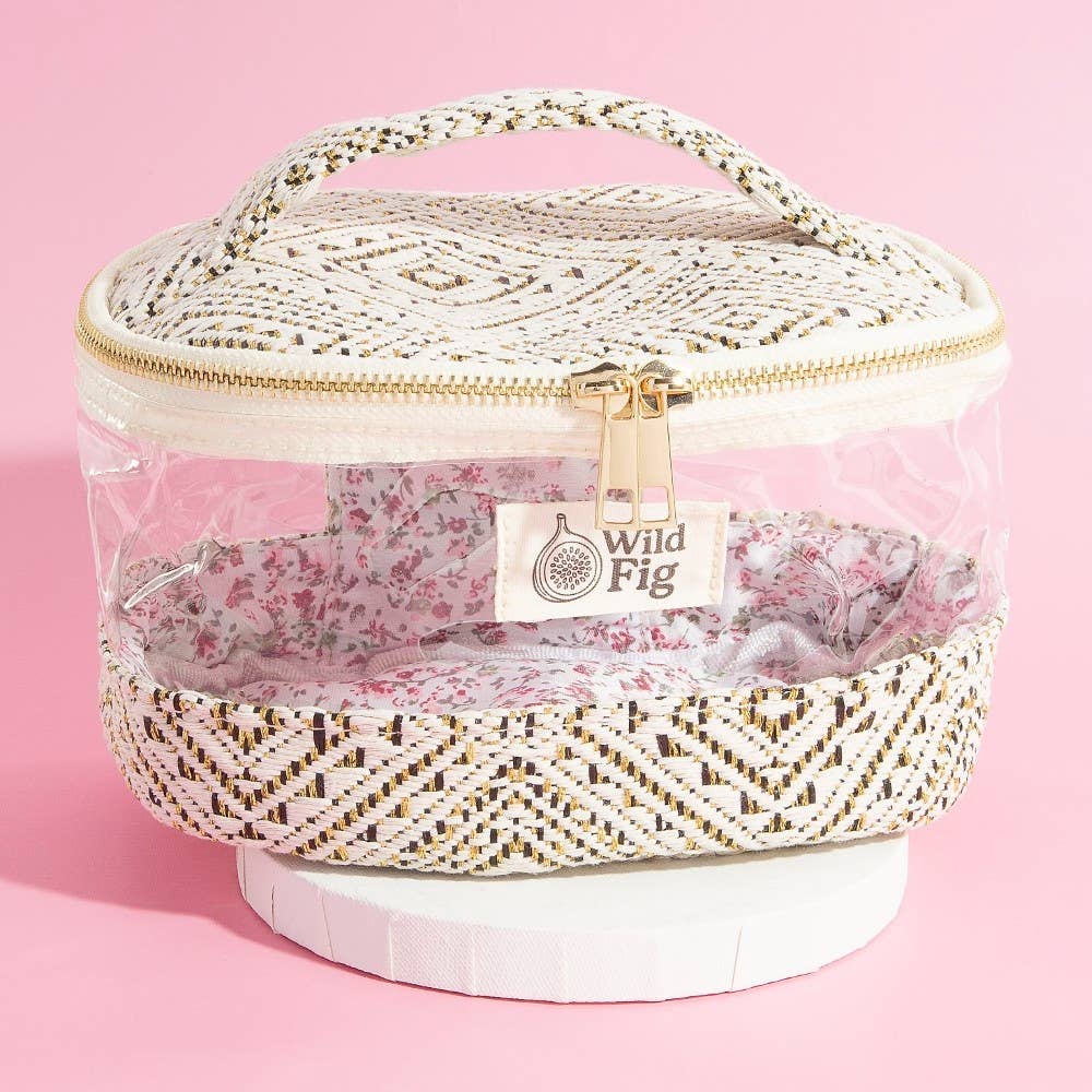 BUSINESS WEEK Trousse de maquillage transparente avec poignée supérieure en vente sur Faire0