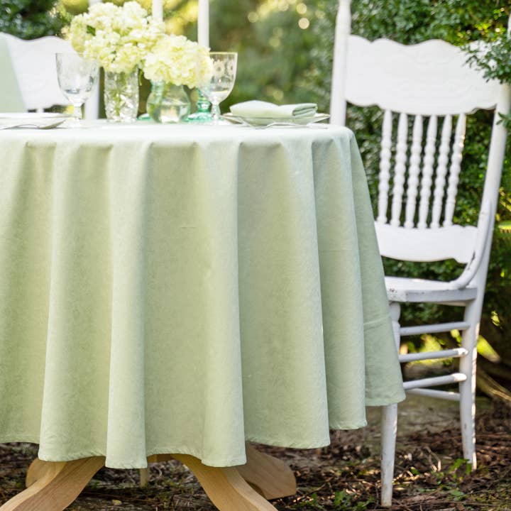 Lark Cotton Jacquard Round Cloth - Spring Green for wholesale by April Cornell