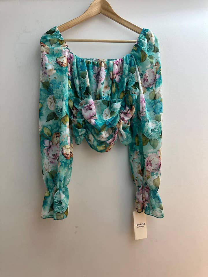 LORIANE - Wholesale Blouse - Women's - 6450F long sleeve printed blouse one size6