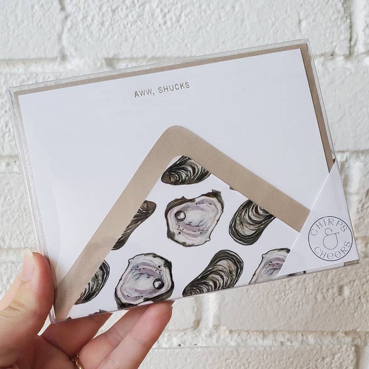 Aww, Shucks Thank You Gold Foil Stamped Flat Notecard Set for wholesale by Chirps and Cheers