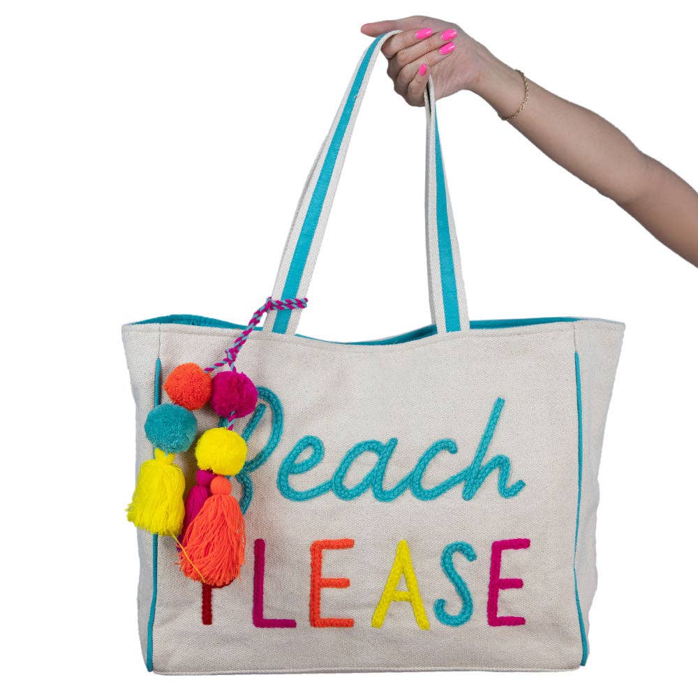 Beach PLEASE Wholesale Canvas Tote Bag for wholesale on Faire1