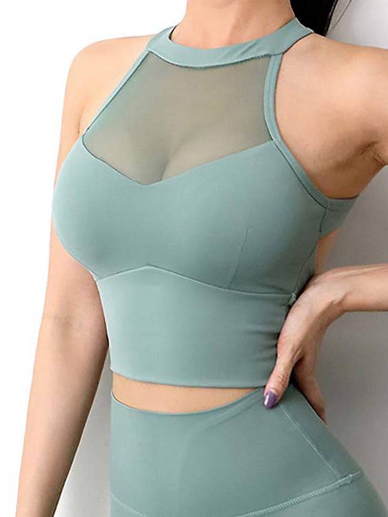 Flarix - Wholesale Athletic top – Women′s - sheer mesh halter cutout back sporty top2