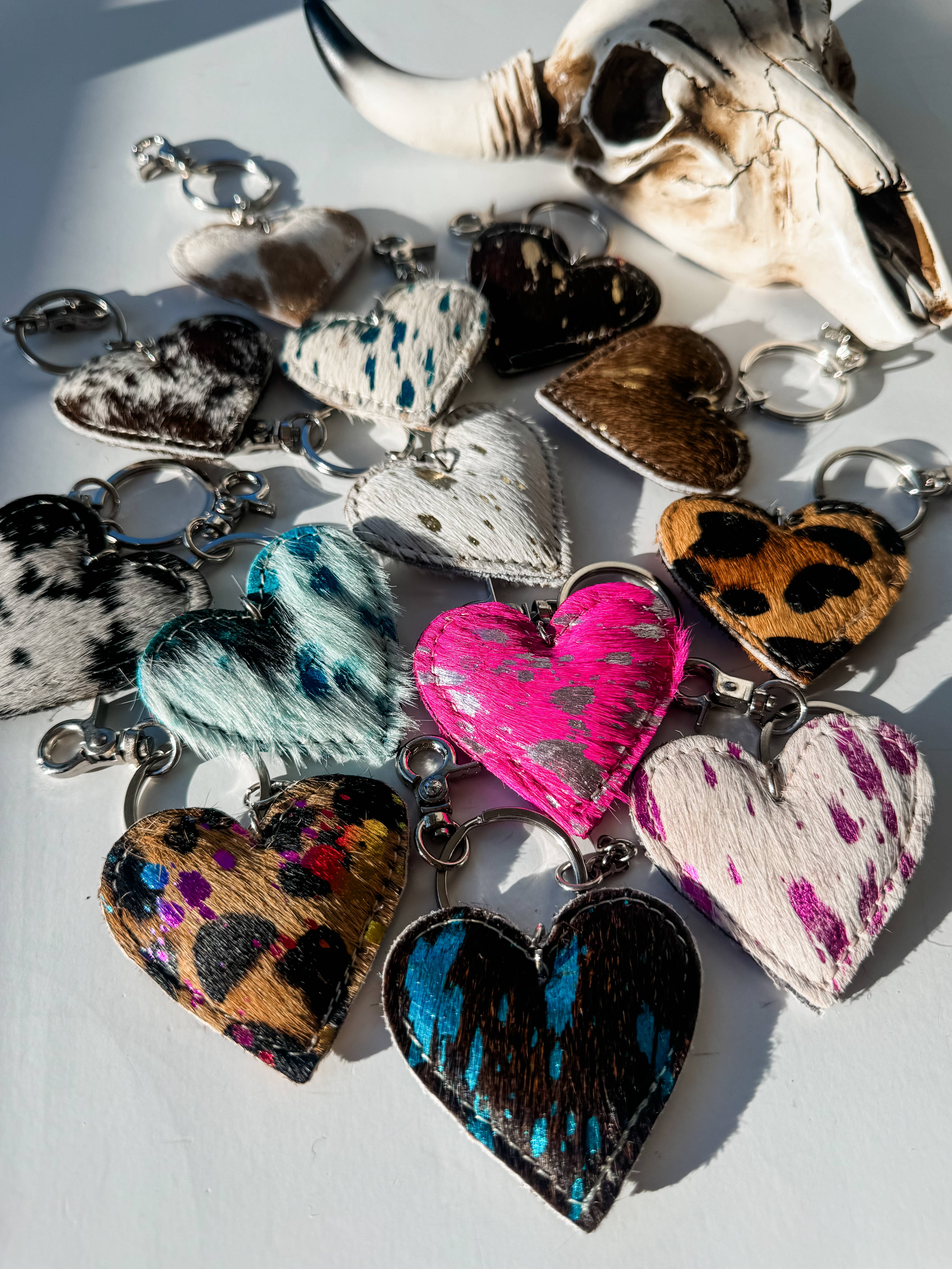 Boho Ranch Shop - Wholesale Keychain - Women's - Western Heart Cowhide Hairon Keychain2