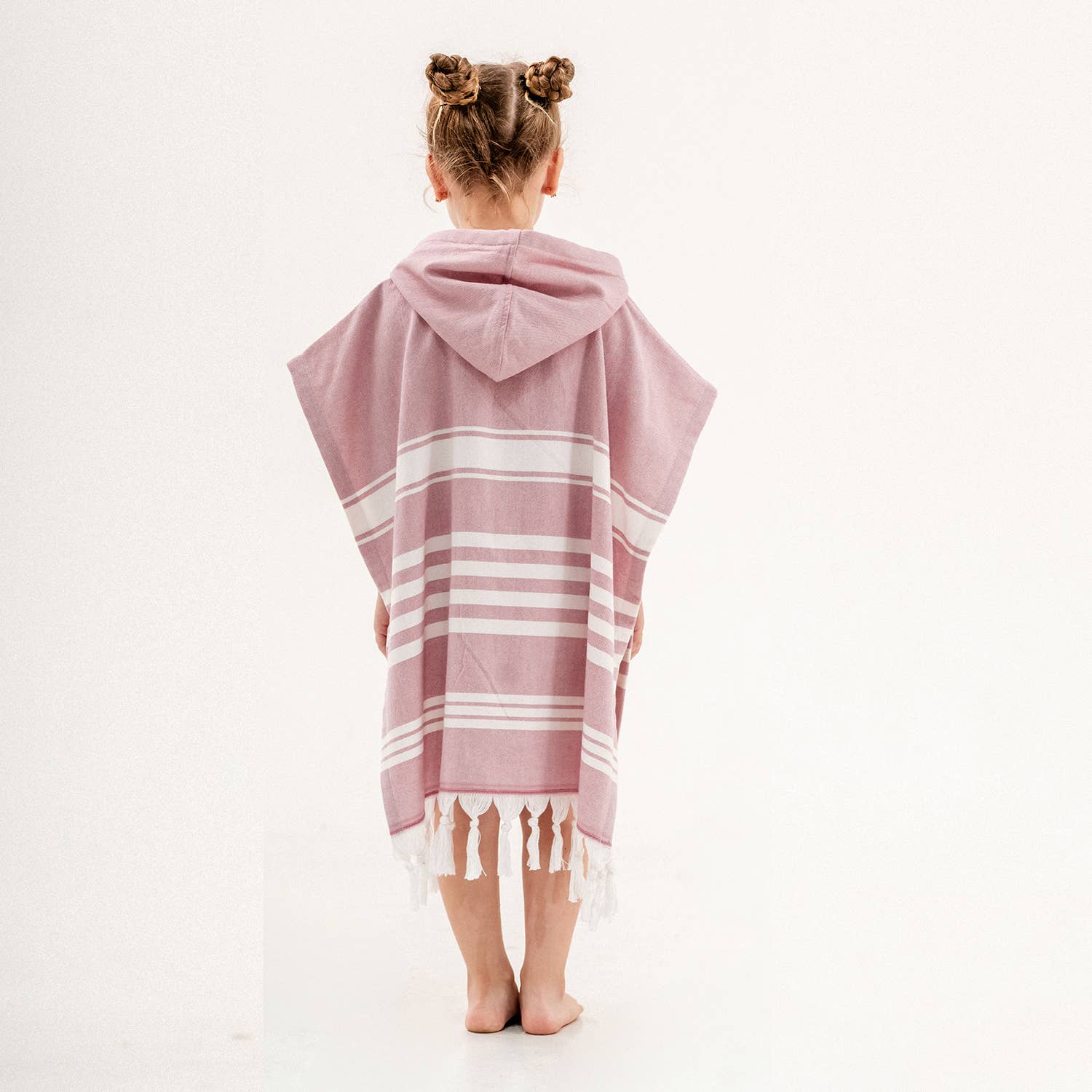 Kikoya - Vente Serviette poncho - Enfant et bébé - Poncho à capuche surf pour enfants Albatros rose - Serviette de plage en coton éponge1