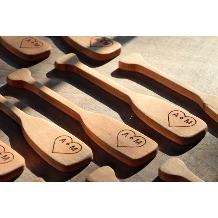 6" Solid Wood Decorative Canoe Paddle / Oar - Engraved for wholesale by Folklore Impressions
