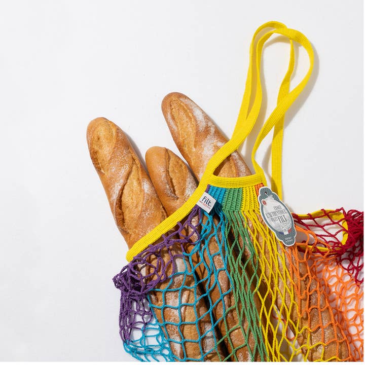 Filt1860 - Wholesale Grocery/Shopping Bag - Shopping net bag Rainbow long handles 1